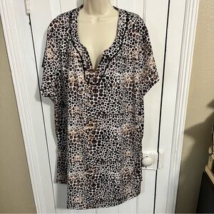 Swimsuits For All Coverup Swim Tunic Shirt Leopard Print Plus Size 16 Q1